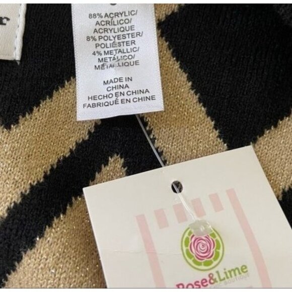 Alfred Dunner Womens Tis the Season Gold Black Cardigan Sweater size Medium - Picture 12 of 12